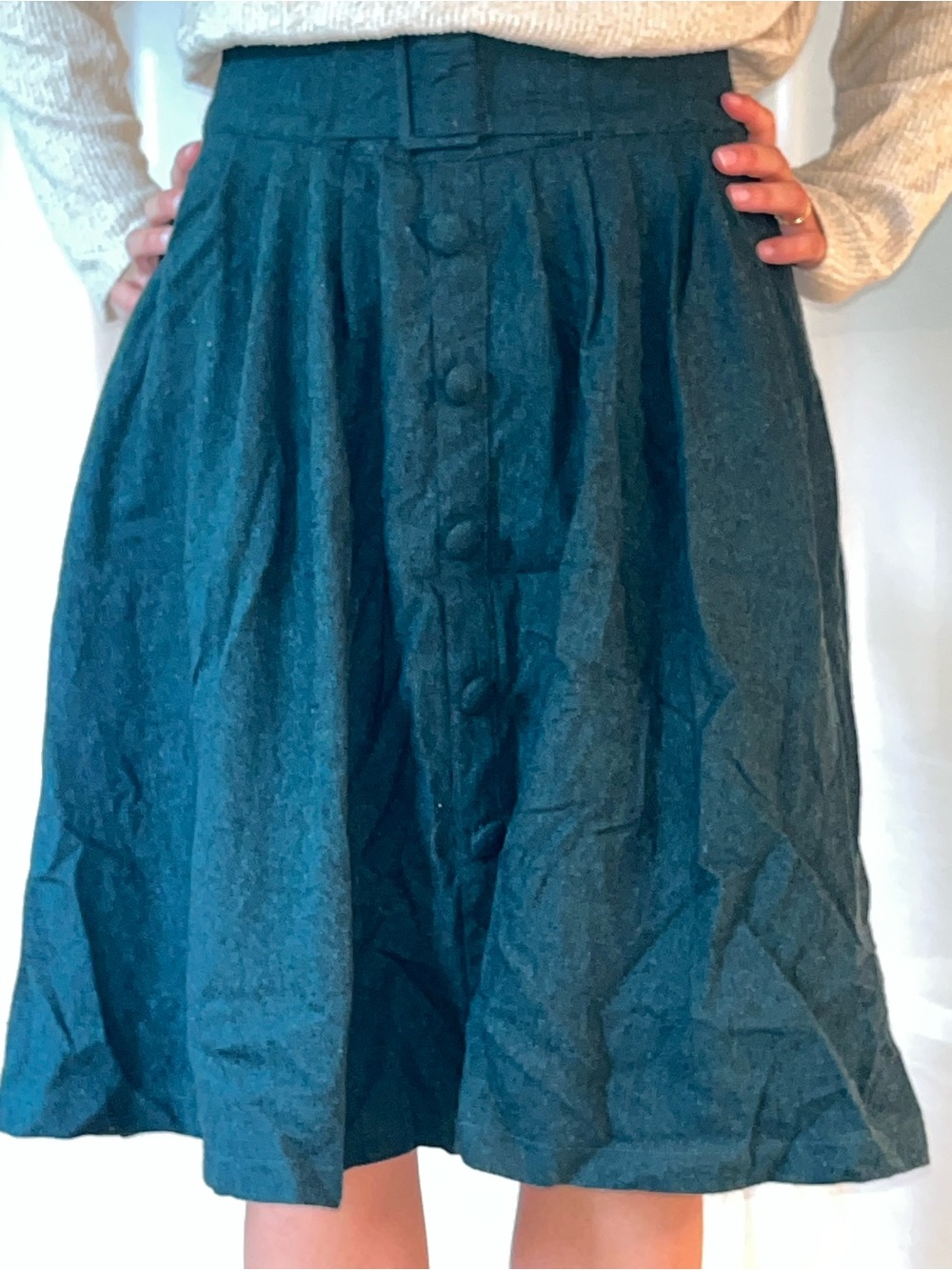 ModCloth Teal Button-Front Circle Skirt